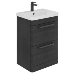 Plum&clay Emery Textured Black Floor Standing Bathroom Vanity Unit & Basin Set With Black Handles (W)50Cm (H)86Cm - thumbnail 1