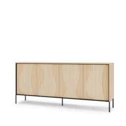Arte Flow 4 Sideboard Cabinet 193Cm - Oak Vincenza & Black Modern Storage With Led Accent Lighting - thumbnail 2