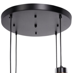 Beliani Living Four-Light Pendant - Grey Transparent Glass Shades, Black Iron Industrial-Chic Design - thumbnail 8
