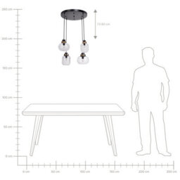 Beliani Living Four-Light Pendant - Grey Transparent Glass Shades, Black Iron Industrial-Chic Design - thumbnail 9
