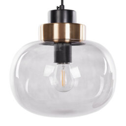 Beliani Living Four-Light Pendant - Grey Transparent Glass Shades, Black Iron Industrial-Chic Design - thumbnail 5