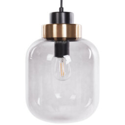 Beliani Living Four-Light Pendant - Grey Transparent Glass Shades, Black Iron Industrial-Chic Design - thumbnail 6