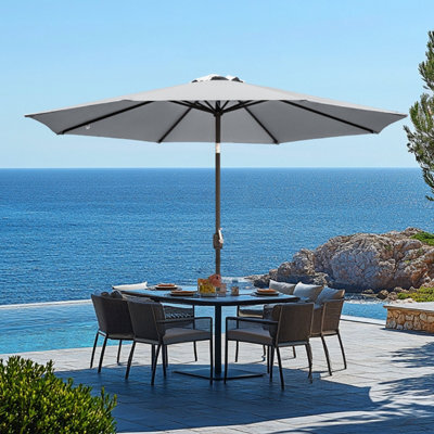 Rinse Bathrooms Outdoor Patio Garden Parasol 3M Sun Shade Umbrella Canopy W/crank Tilt Uv Protection Grey - image 1