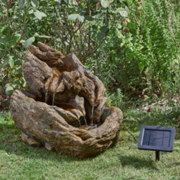 Hybrid Powered Wychwood Falls Fountain - Solar & Battery Operated Wood Effect Cascading Water Feature - H45 X W58 X D38Cm - thumbnail 1