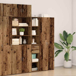 Walplus Highboard Old Wood 30 X 42.5 X 185 Cm Engineered Wood - thumbnail 4