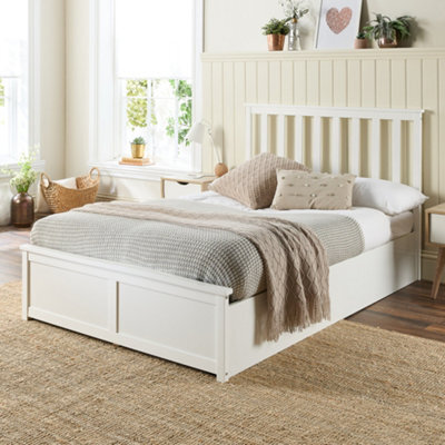 Aspire Wooden Ottoman Storage Bed In White, Size Double - image 1