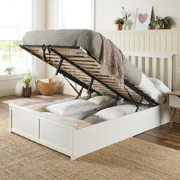 Aspire Wooden Ottoman Storage Bed In White, Size Double - thumbnail 2