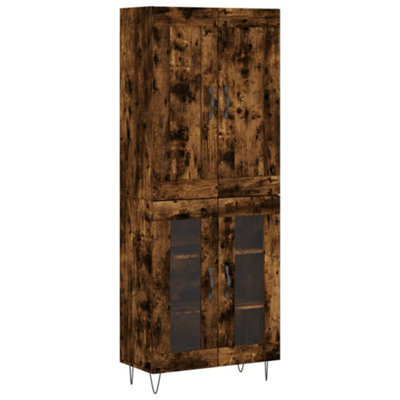 Berkfield Elegant Highboard Smoked Oak 69.5X34X180 Cm Engineered Wood - image 1