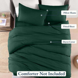 Bedlooms Emerald Plain Dyed Duvet Cover Complete Bedding Set, Breathable & Anti-Allergic Microfiber, King 230X220Cm - thumbnail 3