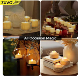 Zuvo Battery Tea Light Candles 24 Pack Warm White Flickering Led Flameless Candles For Home Decor - thumbnail 4