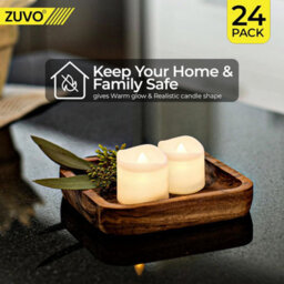 Zuvo Battery Tea Light Candles 24 Pack Warm White Flickering Led Flameless Candles For Home Decor - thumbnail 6