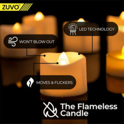 Zuvo Battery Tea Light Candles 24 Pack Warm White Flickering Led Flameless Candles For Home Decor - thumbnail 3