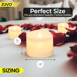 Zuvo Battery Tea Light Candles 24 Pack Warm White Flickering Led Flameless Candles For Home Decor - thumbnail 2