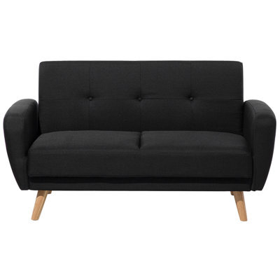 Beliani Sofa Bed 2 Seater Florli Fabric Black - image 1