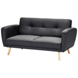Beliani Sofa Bed 2 Seater Florli Fabric Black - thumbnail 4