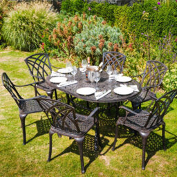 Lazy Susan June Antique Bronze 6 Seater Metal Garden Furniture Set - thumbnail 3