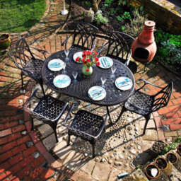 Lazy Susan June Antique Bronze 6 Seater Metal Garden Furniture Set - thumbnail 1