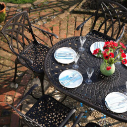 Lazy Susan June Antique Bronze 6 Seater Metal Garden Furniture Set - thumbnail 2