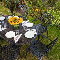 Lazy Susan June Antique Bronze 6 Seater Metal Garden Furniture Set - thumbnail 5