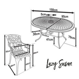 Lazy Susan June Antique Bronze 6 Seater Metal Garden Furniture Set - thumbnail 9