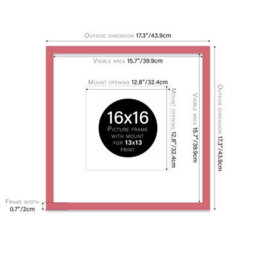 "16X16"" Pink Picture Frame - 16X16"" Square Frame With 13X13"" Mount For 16X16""/13X13"" Pictures Vintage Style Photo Display, 1 Pack" - thumbnail 2