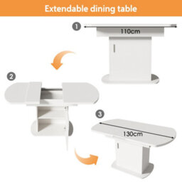 Btm Extendable Oval Dining Table With Storage, 110 130Cm Kitchen & Dining Table, Space Saving Design, Concrete White - thumbnail 8
