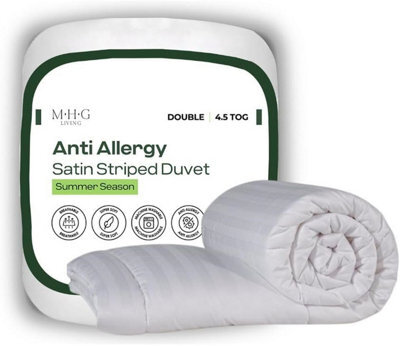 MHG Living Anti-Allergy 4.5 Tog Summer Duvet - Lightweight Breathable Striped Microfibre Quilt - Double - image 1