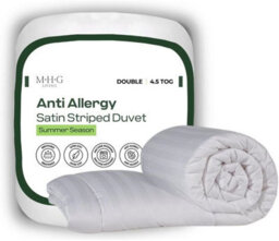 MHG Living Anti-Allergy 4.5 Tog Summer Duvet - Lightweight Breathable Striped Microfibre Quilt - Double - thumbnail 1