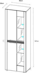 Furneo White 2-Door Display Cabinet Cupboard Matt & High Gloss Milano 08 Blue Led Lights - thumbnail 3