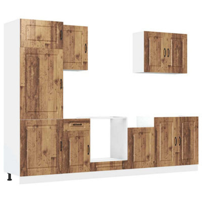 Berkfield Elegant 7 Piece Kitchen Cabinet Set Kalmar Old Wood Engineered Wood