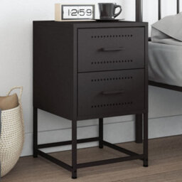 Berkfield Bedside Cabinet Black 36X39X60.5 Cm Steel - thumbnail 1