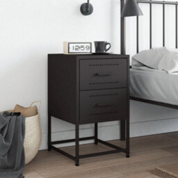 Berkfield Bedside Cabinet Black 36X39X60.5 Cm Steel - thumbnail 3