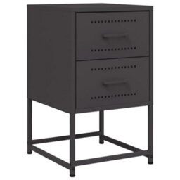 Berkfield Bedside Cabinet Black 36X39X60.5 Cm Steel - thumbnail 2