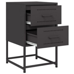 Berkfield Bedside Cabinet Black 36X39X60.5 Cm Steel - thumbnail 9