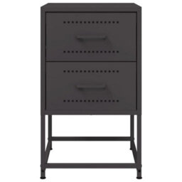 Berkfield Bedside Cabinet Black 36X39X60.5 Cm Steel - thumbnail 6