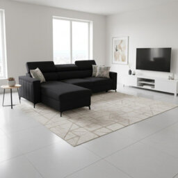 Baltico Mini Compact Corner Sofa Adjustable Headrests Pull Out Guest Bed Contemporary L Shaped Fabric Couch Black Left