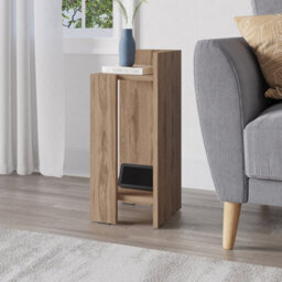 Decortie Elos Modern Narrow Left Module Bedside Table Nightstand 25Cm Drop-Door Storage Whiskey Oak - thumbnail 5