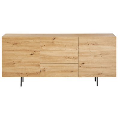 Wyld And Coco Scandinavian Sideboard, Light Brown Laminated Finish, 2 Door 3 Drawer Storage Unit, W163 X D41 X H72Cm - image 1