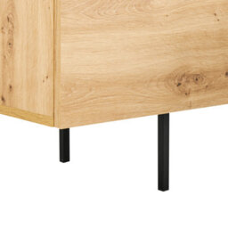 Wyld And Coco Scandinavian Sideboard, Light Brown Laminated Finish, 2 Door 3 Drawer Storage Unit, W163 X D41 X H72Cm - thumbnail 9