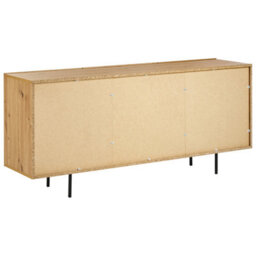 Wyld And Coco Scandinavian Sideboard, Light Brown Laminated Finish, 2 Door 3 Drawer Storage Unit, W163 X D41 X H72Cm - thumbnail 5
