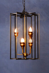 Orsina 6 Bulb Painted Bronze Pendant Lamp, Interlinked Matte Black Iron Shade, Hanging Light - thumbnail 3