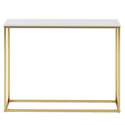 Urbn-Living Urbnliving Height 75.5Cm Wooden Free Standing Hallway Colour White Top & Gold Legs Console Table Living Room Shelf Display Metal L - image 1