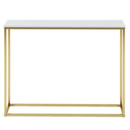 Urbn-Living Urbnliving Height 75.5Cm Wooden Free Standing Hallway Colour White Top & Gold Legs Console Table Living Room Shelf Display Metal L - thumbnail 2