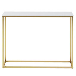 Urbn-Living Urbnliving Height 75.5Cm Wooden Free Standing Hallway Colour White Top & Gold Legs Console Table Living Room Shelf Display Metal L