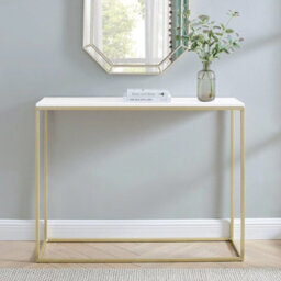 Urbn-Living Urbnliving Height 75.5Cm Wooden Free Standing Hallway Colour White Top & Gold Legs Console Table Living Room Shelf Display Metal L - thumbnail 4