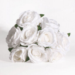 Rose Bush 9 Heads - White Artificial Flowers - thumbnail 5