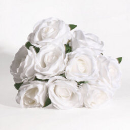 Rose Bush 9 Heads - White Artificial Flowers - thumbnail 6