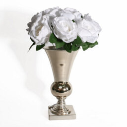 Rose Bush 9 Heads - White Artificial Flowers - thumbnail 1