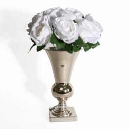 Rose Bush 9 Heads - White Artificial Flowers - thumbnail 2