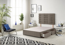 Somnior Beds Somnior Bliss Tweed Coffee Divan Bed Base With 4 Drawers And Headboard - Small Double